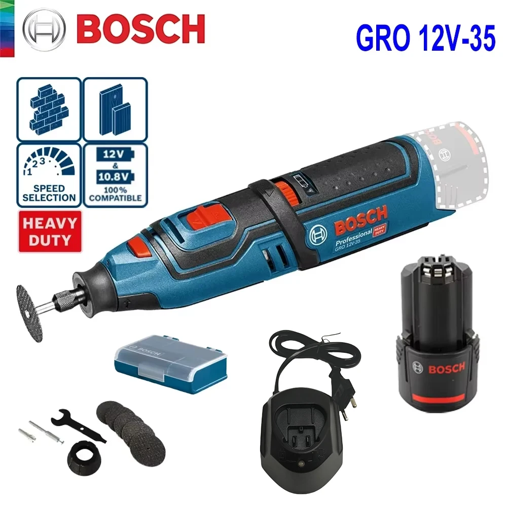 Power Tools Grinder - Amoladora Inalámbrica Bosch GRO 12V-35, Herramienta