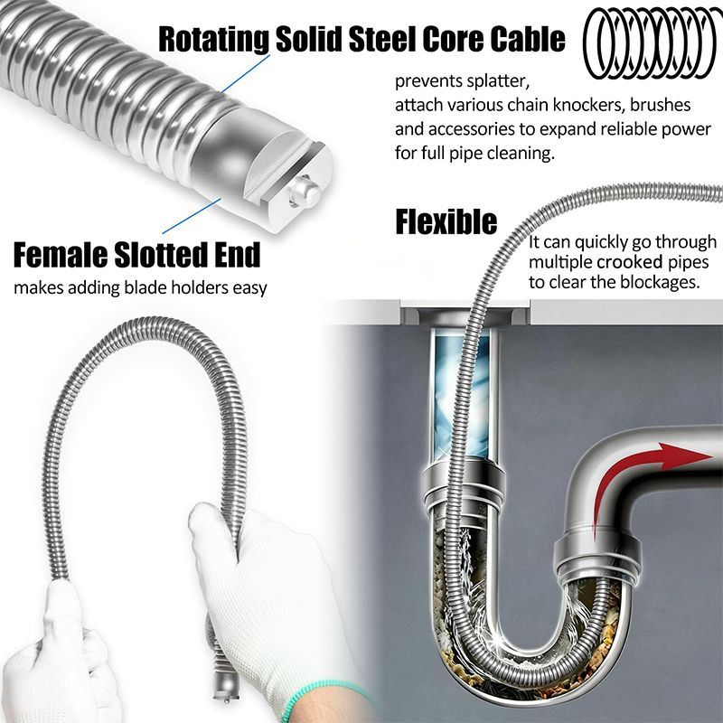 Cable de limpieza de desagües  - Power X Tools And Machinery reseña y precio